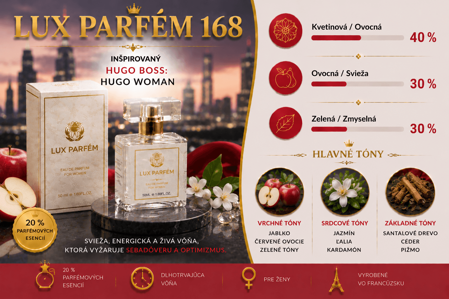 168 LUX PARFÉM – dámska vôňa inšpirovaná Hugo Woman
